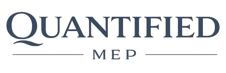 Quantified MEP logo with stylized text and graphic elements.