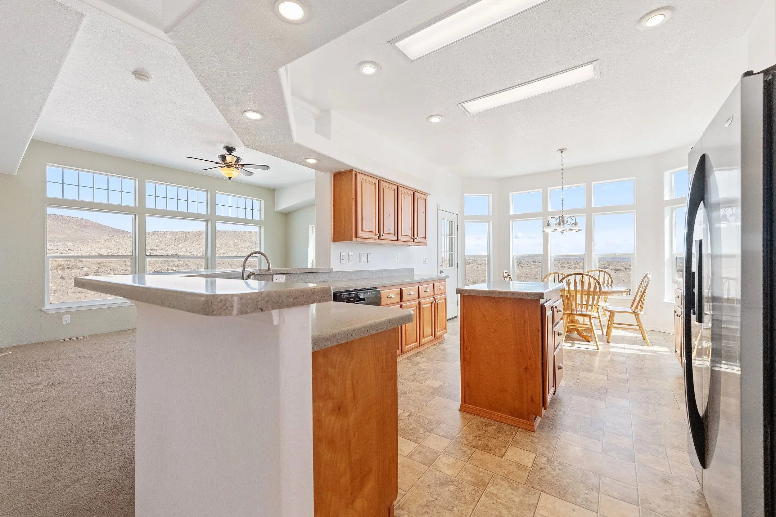 Kitchen with an island and a breakfast nook