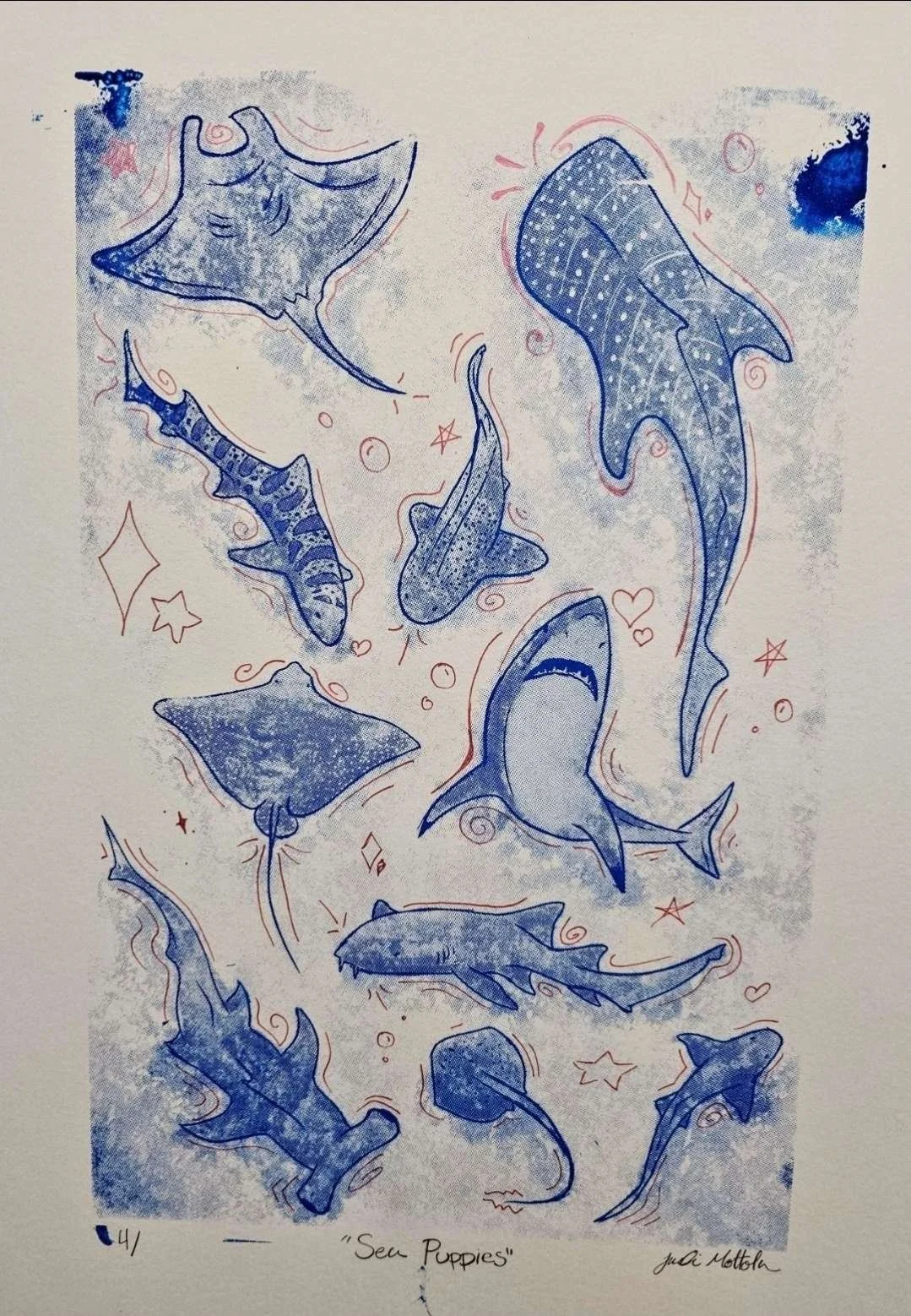 "Sea Puppies" Screenprint