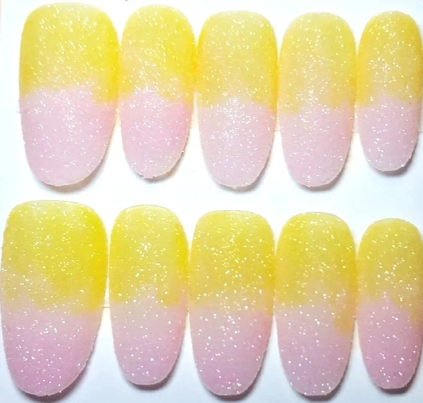 CC-854  Yellow and Pink Sugar Press on nails