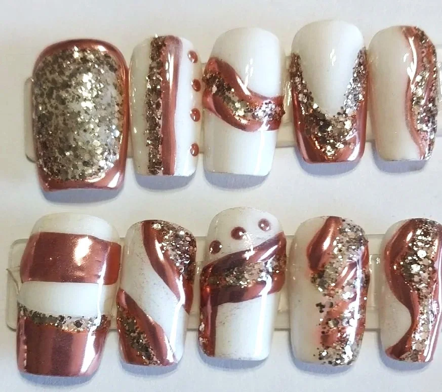 Rose Gold Glam Nail Set