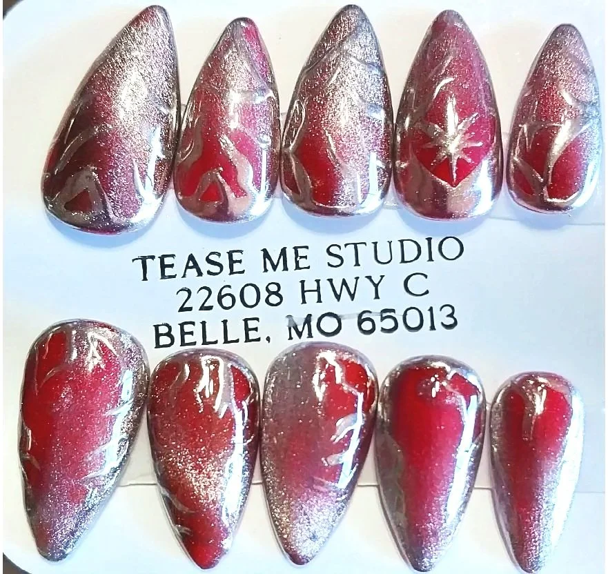 TMS-2146B  Red Cat Eye with Chrome