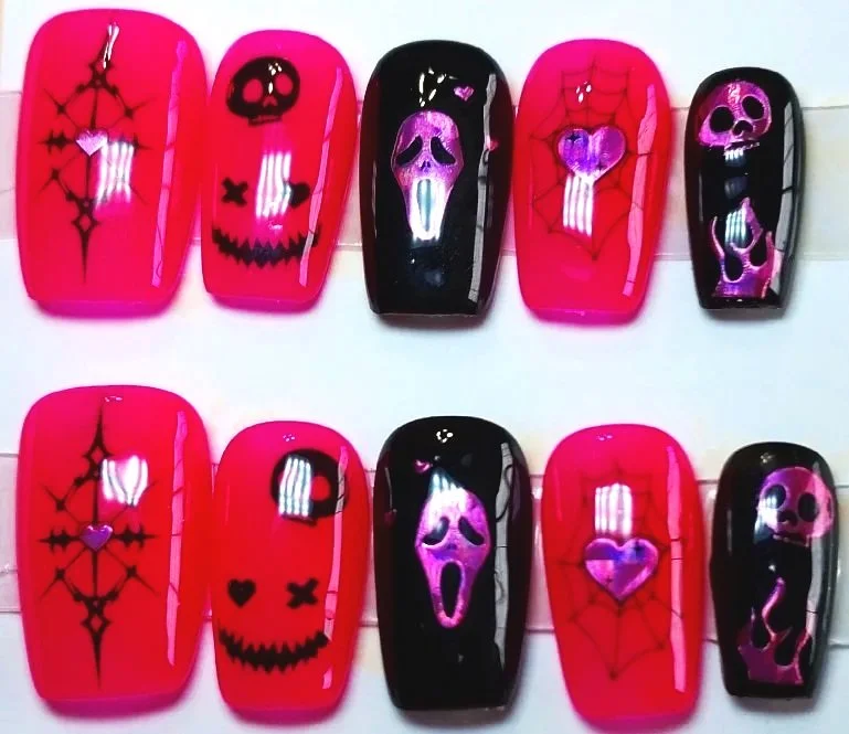 CC-895S  Hot Pink Halloween Nails