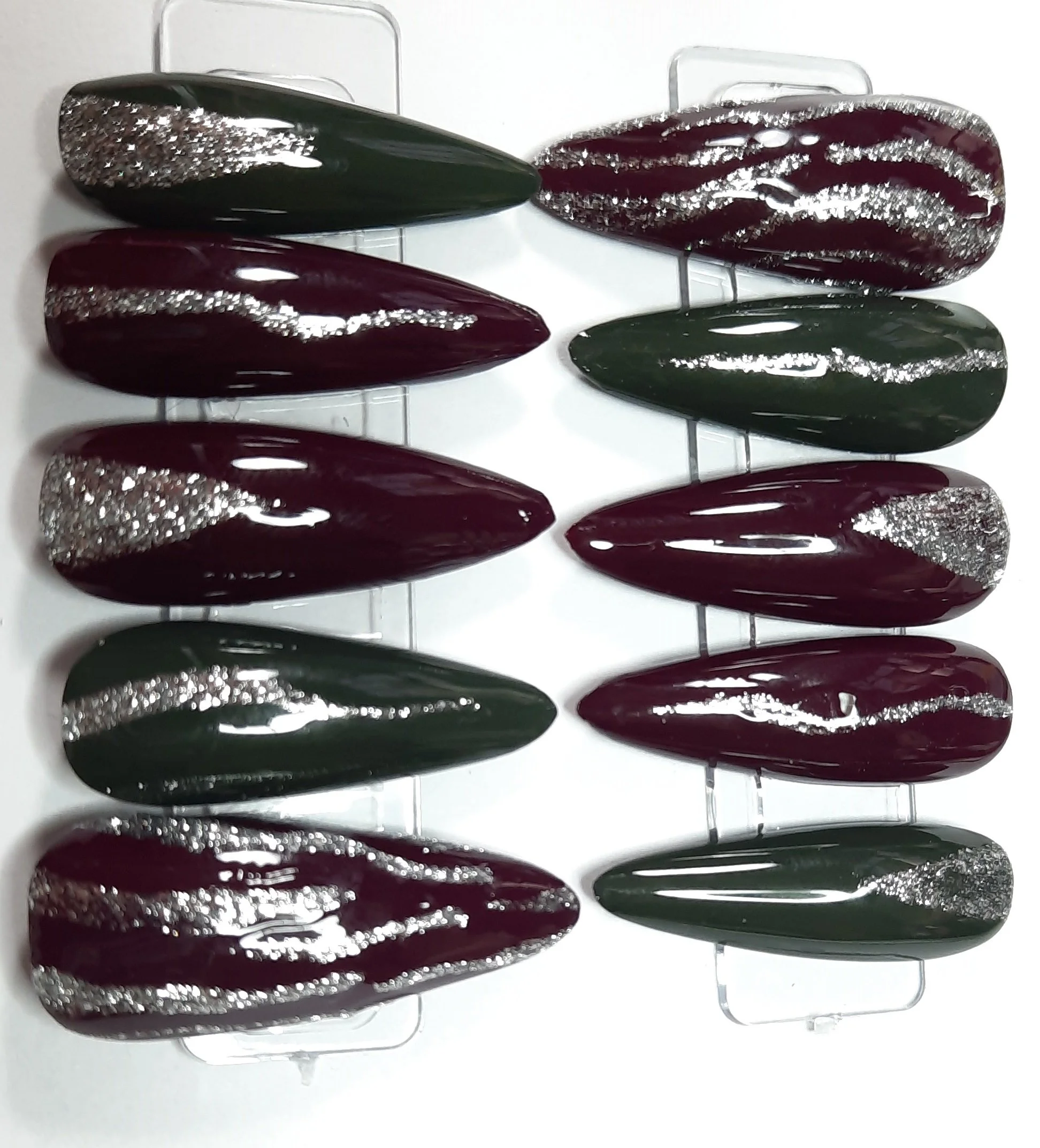 Silver Burgundy & Green