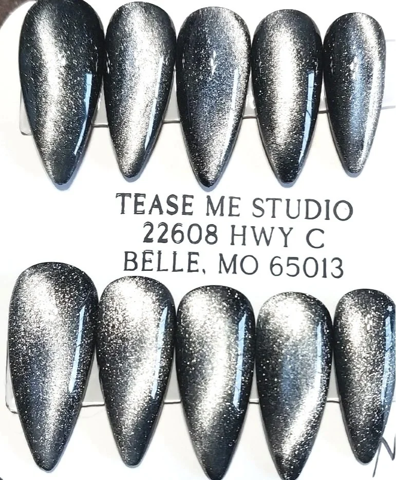 TMS-2225B  Silver and Black Cat Eye