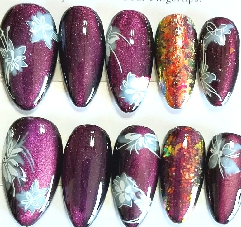 TMS-2174M-A  Deep Magenta Cat Eye Nail Set