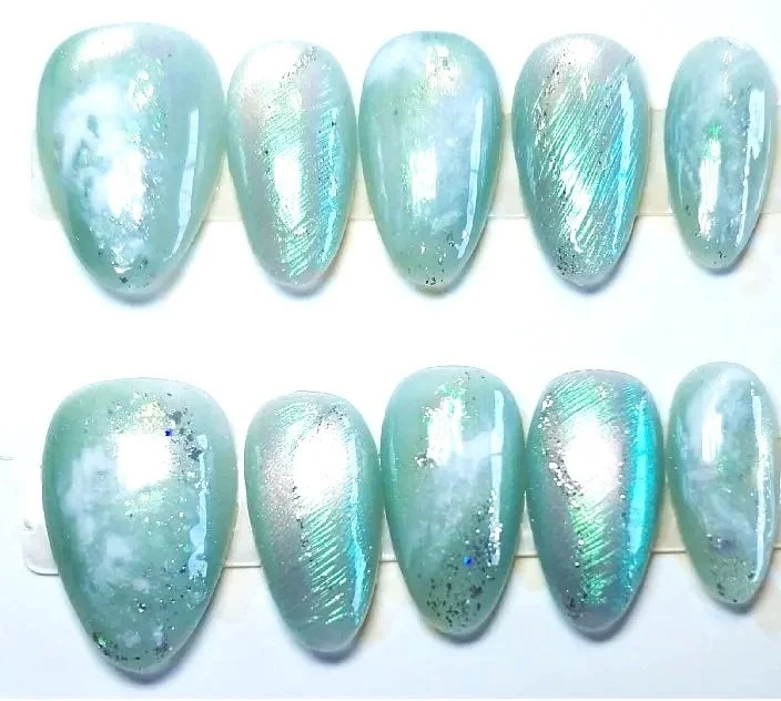 CC-790S  Light Blue Marble Nail Set