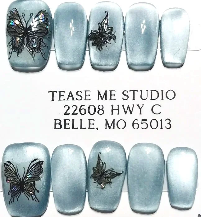 TMS-2323  Butterfly Cat Eye Nails