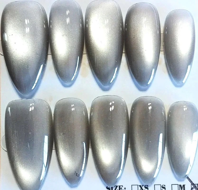TMS-2219  Silver Cat Eye nail set