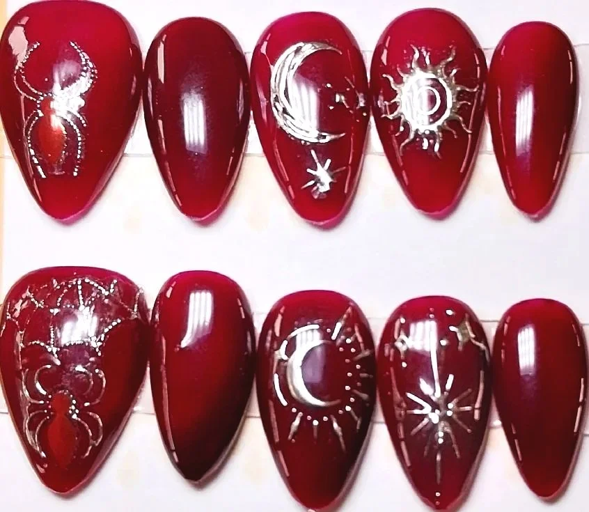CC-212L  Dark Red Spider Nail Set
