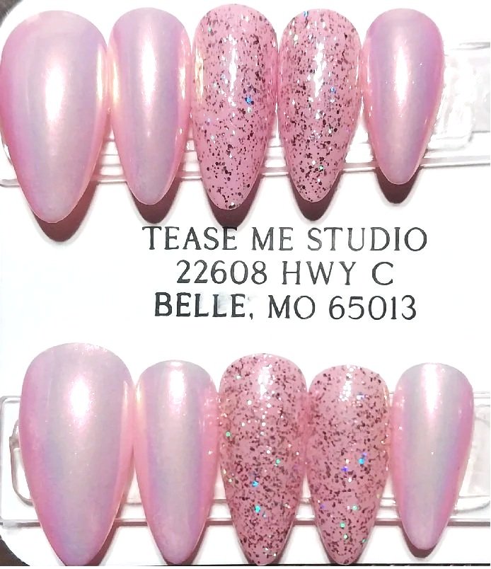 TMS-2053  Pink Chrome Nail Set