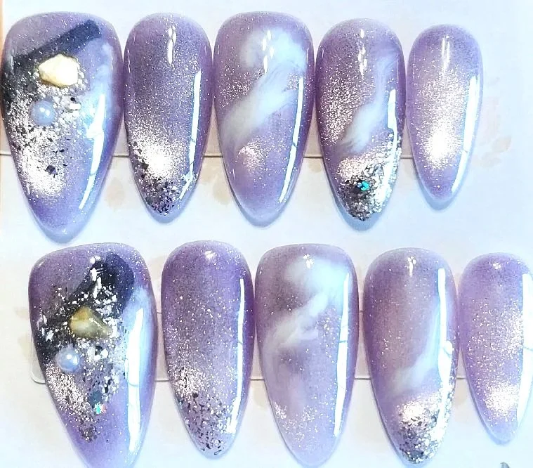 CC-735  Purple Marble Nail Set