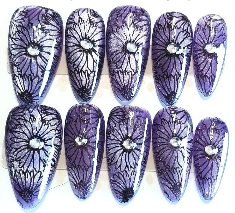 CC-747  Flower cat eye nail set