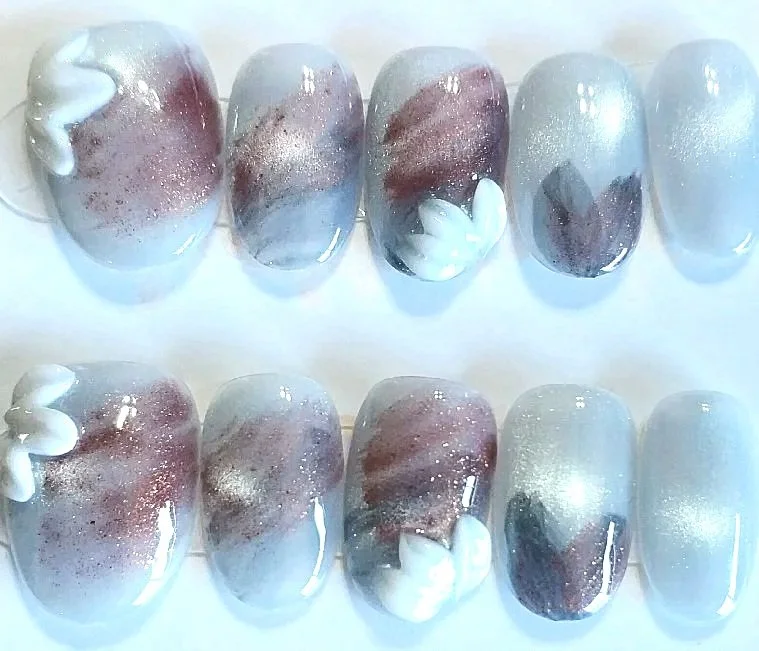 TMS-2306A Floral Marble Nails
