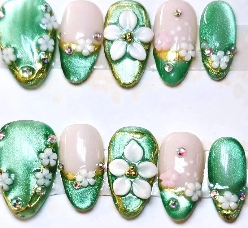 CC-1059  Jade Colored Press on Nails