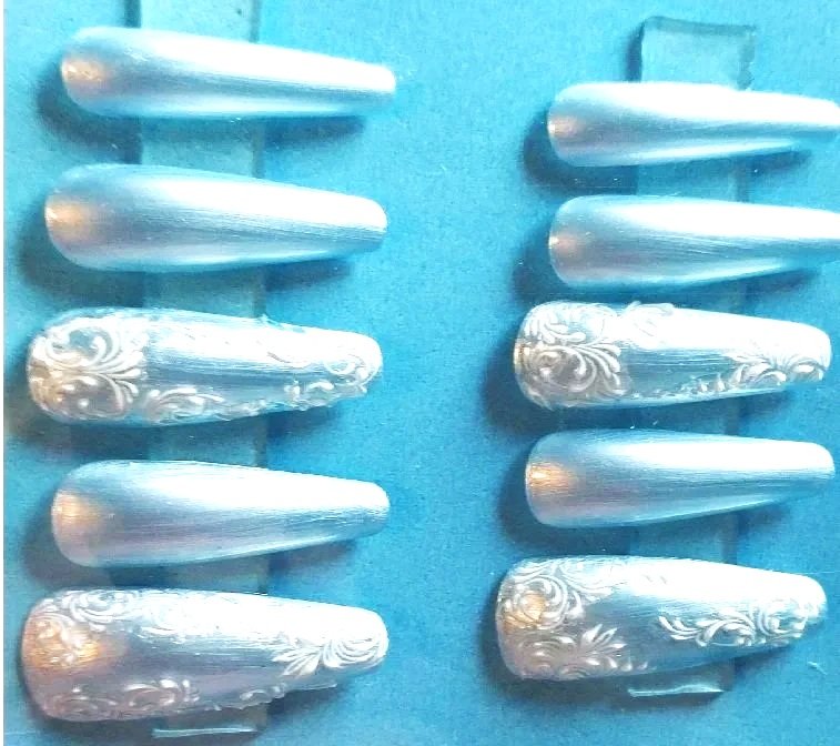 Baby Blue French Filigree Nail Set
