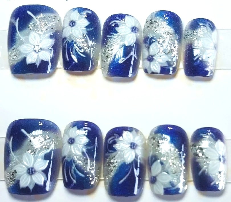 CC-793M  Blue Floral Nail Set