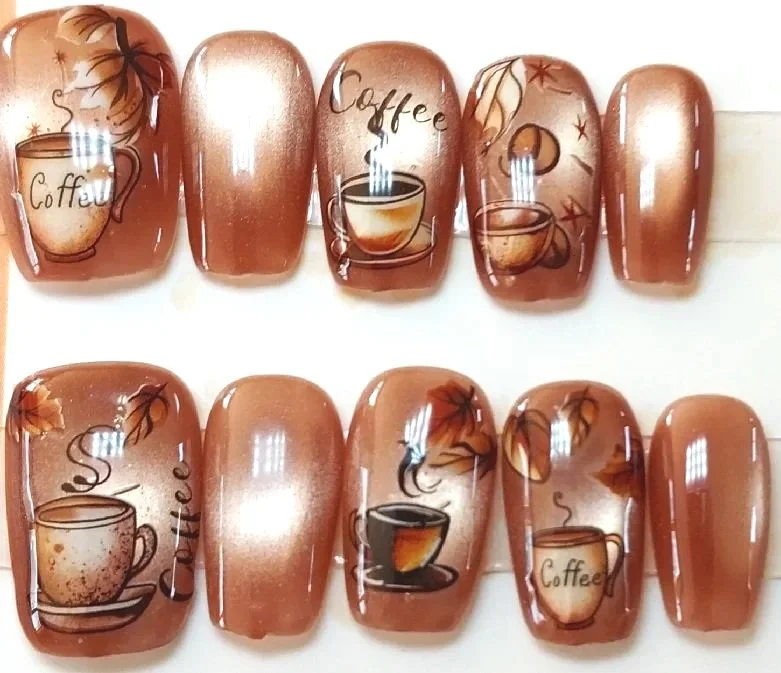 TMS-2320L  Double Cat Eye Coffee Nails