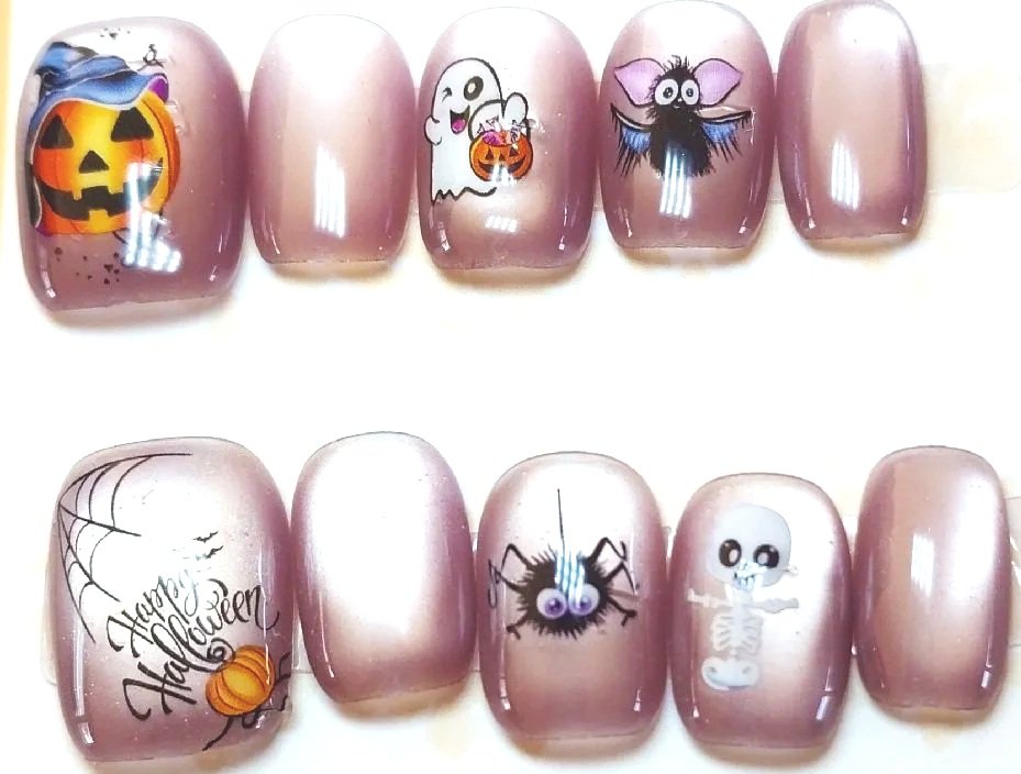 CC-801  Lavender Halloween Cat Eye Nails