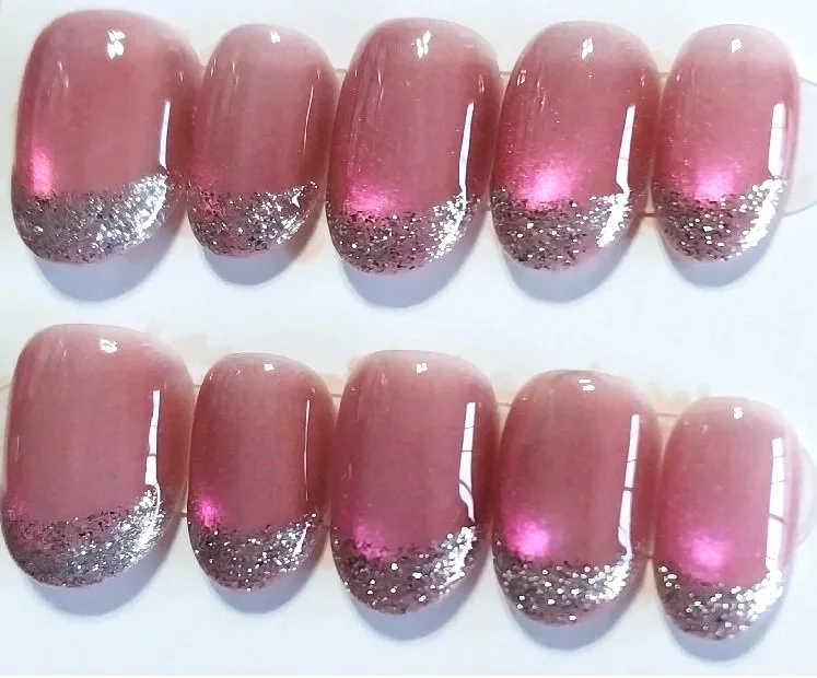 CC-599  Dark Pink Cat Eye Nail Set