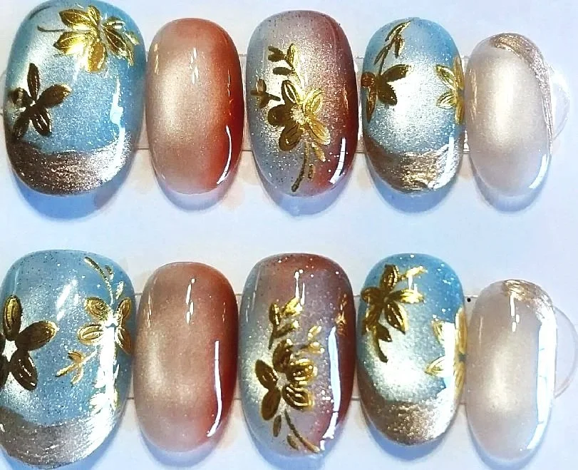 CC-585A  Floral multi colored cat eye