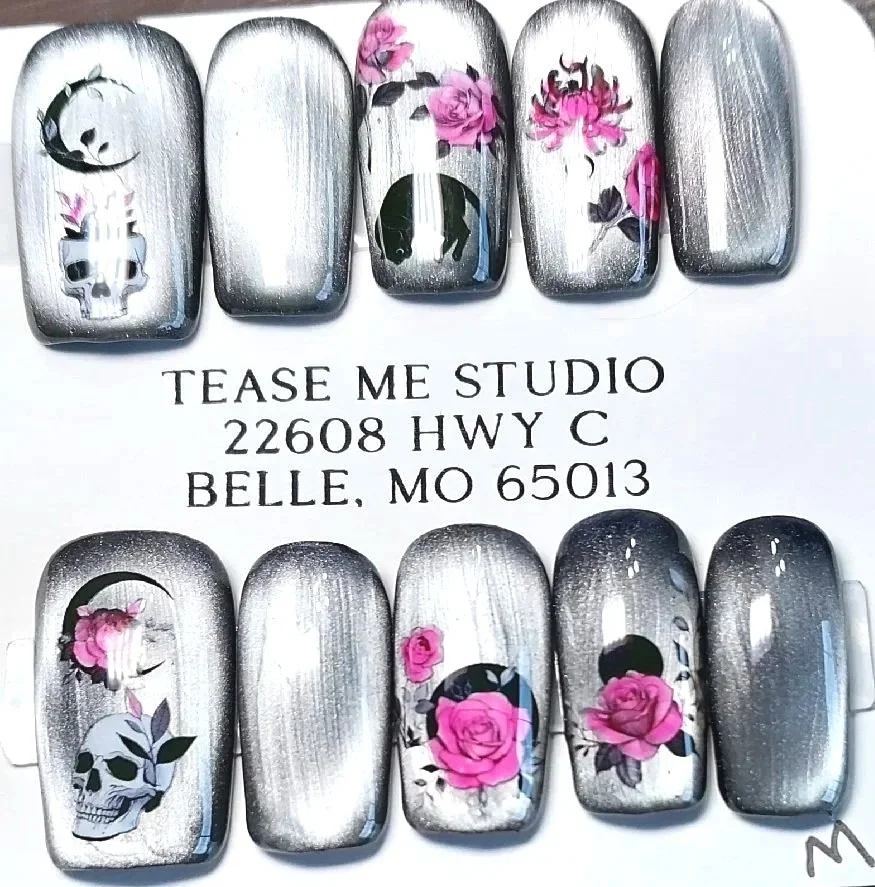 TMS-2208  Grey Halloween Nails