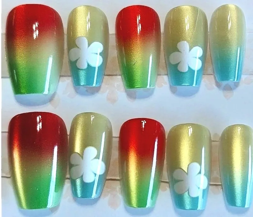 CC-455M  Rainbow Floral Nails