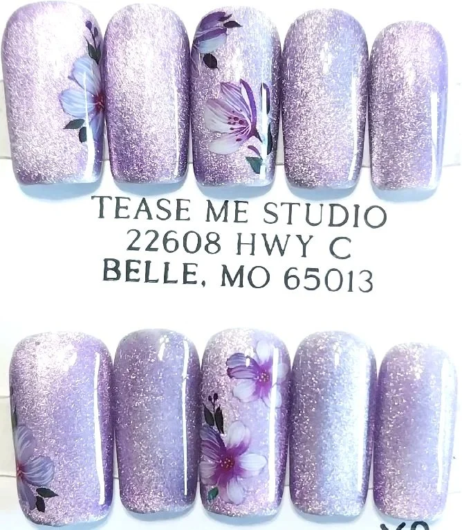 TMS-2108  Purple Floral Cat Eye
