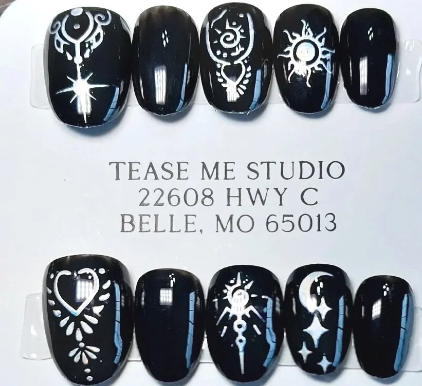 TMS-2210  Black Celestial Nails