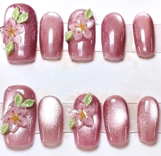 CC-1038  Floral Cat Eye Nail Set