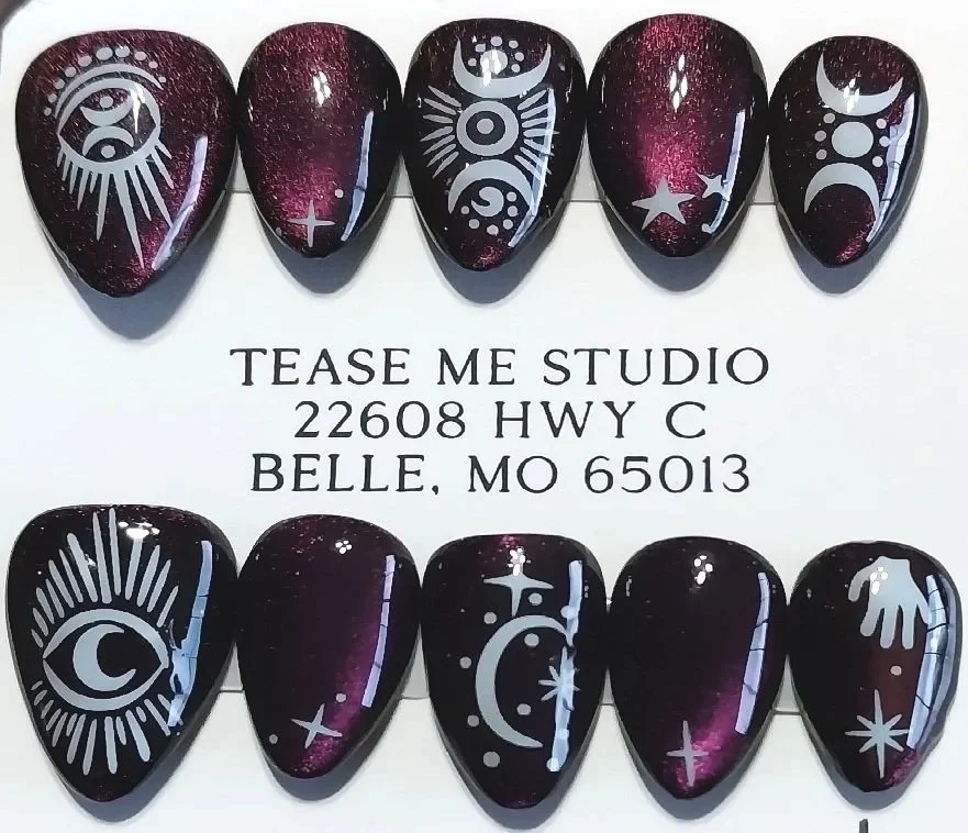 TMS-2149A  Purple Cat Eye Celestial Nails