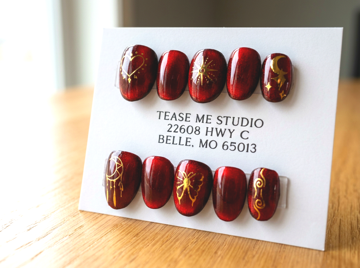TMS-2201  Red Celestial Nails