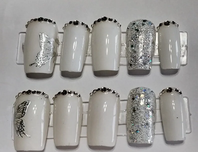 White Gem Nails