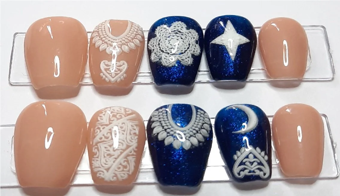 Blue Boho Nail Set