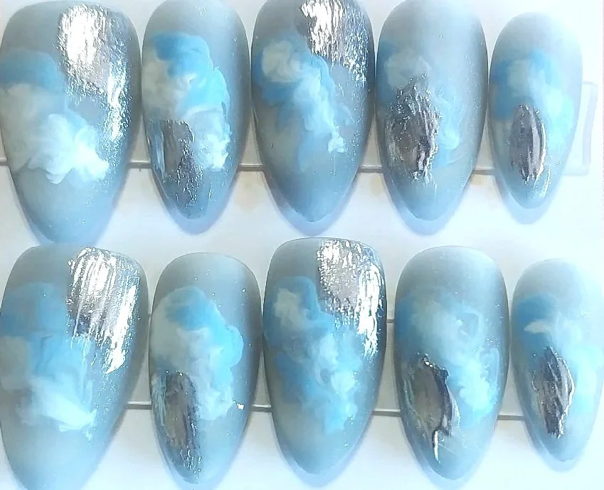 CC-750  Blue Marble Nails