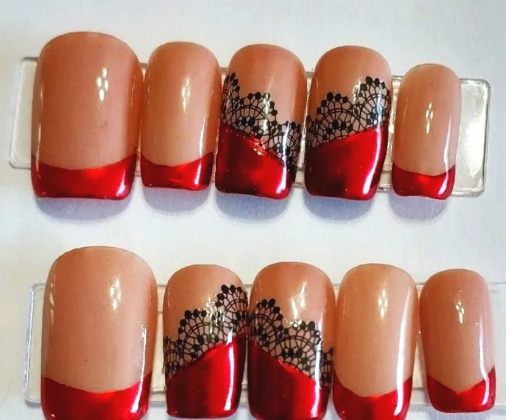 Red Lace Nails