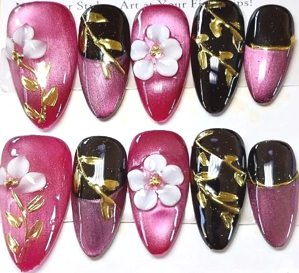 CC-204L  Floral Cat Eye Nails