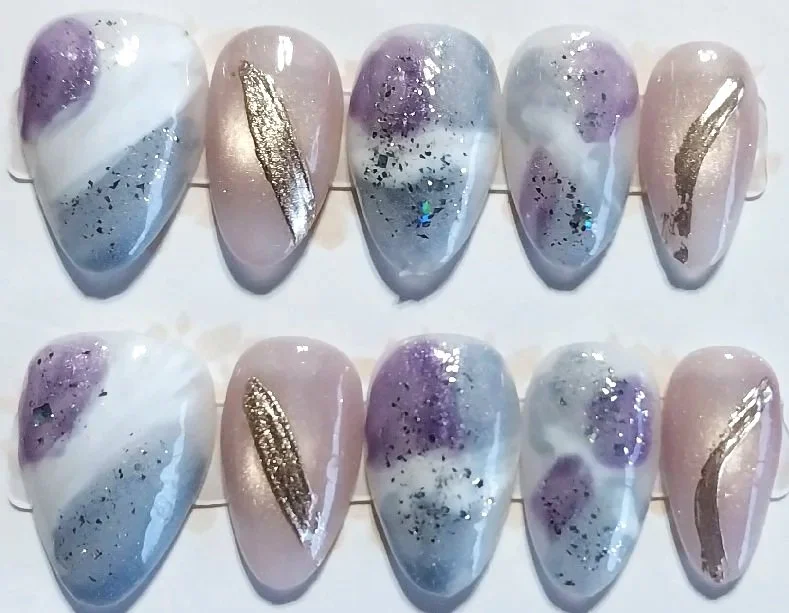 CC-635  Marble Cat Eye Nail Set