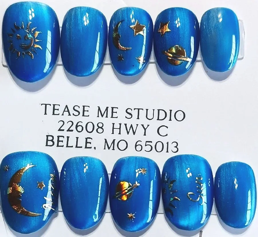 TMS-2202  Blue Celestial Nails