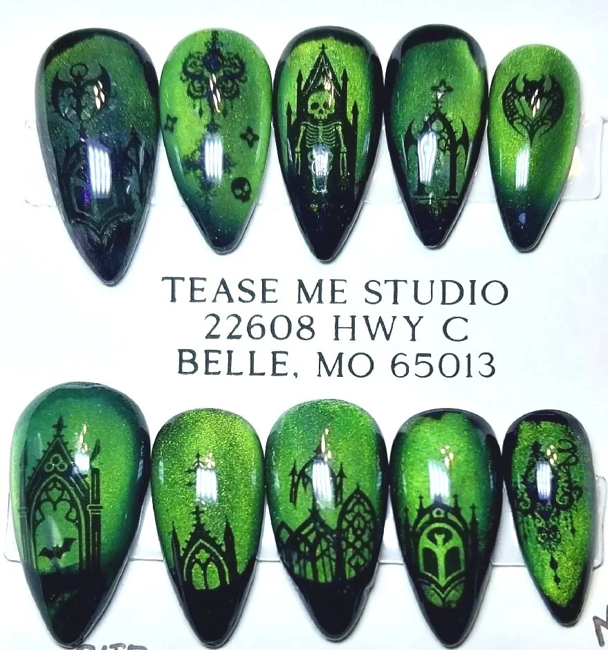 TMS-2249M  Green Cat Eye Gothic Cathedrals
