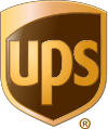 UPS logo in gold and brown colors