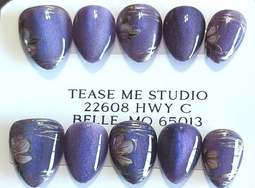TMS-2153  Floral Purple Cat Eye