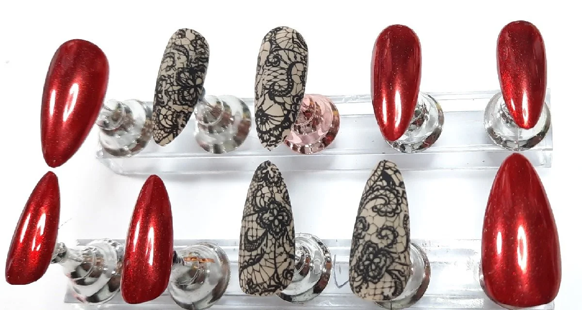 Red Chrome with Black Lace