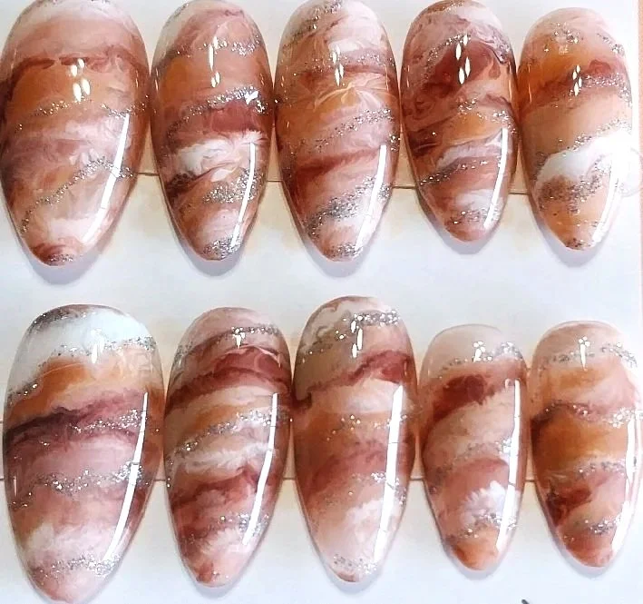 TMS-2175A   Brown Marble Nail Sets