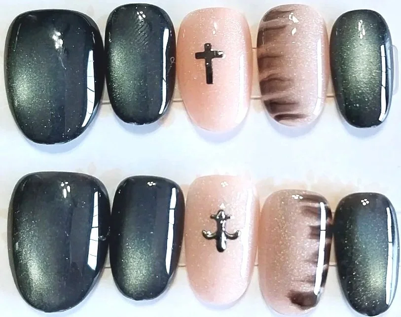 CC-903L  Grey Cat Eye Nail Set
