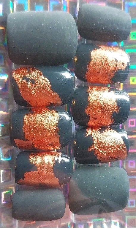 Teal with Copper Leaf nail set