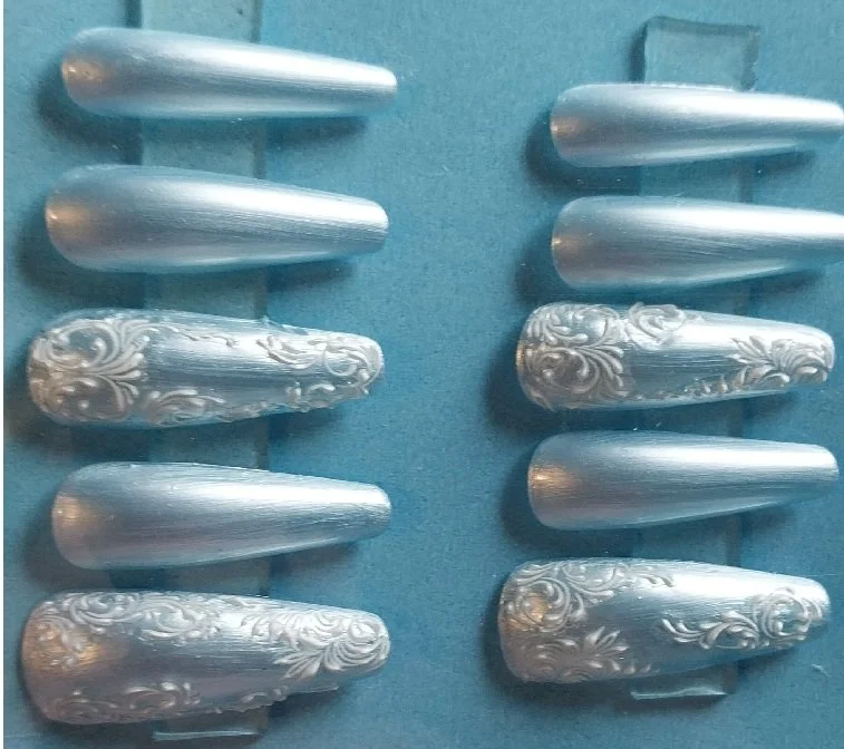 Baby Blue French Filigree Nail Set