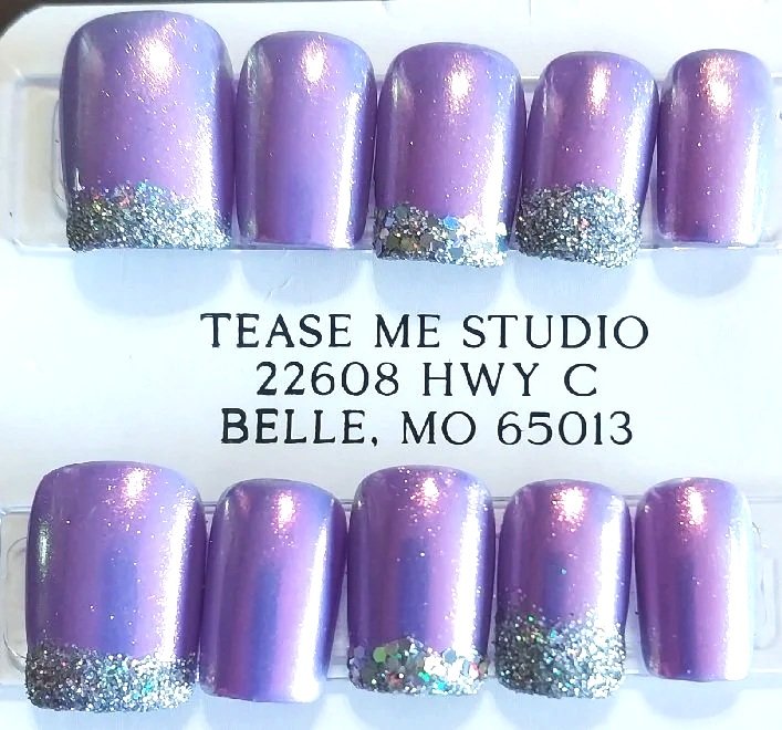 TMS-2305  Purple Glitter Nails