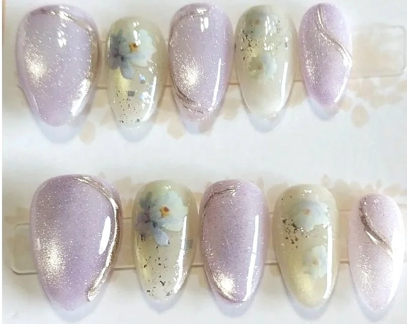 CC-728S  Lavender Cat Eye Nail Set