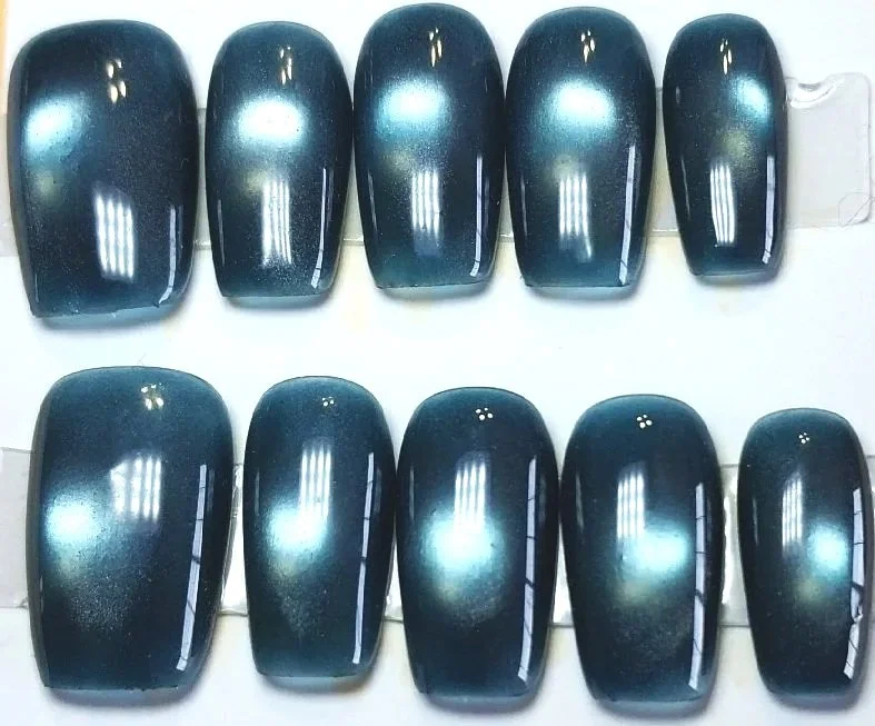 CC-838  Blue Grey Cat Eye Nail Set